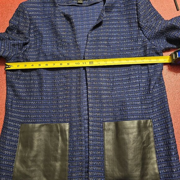 St. John Santana Knit Tweed Jacket Sz 16 Leather Pockets Office Formal Old Money - Picture 11 of 12
